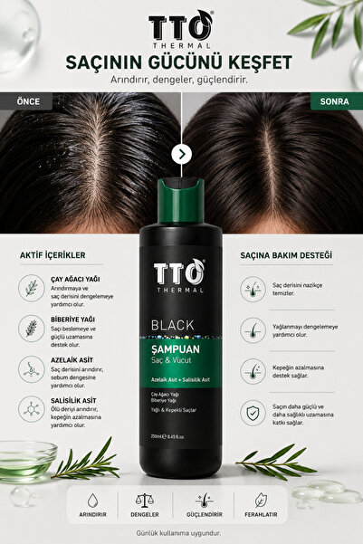 TTO Şampuan Dökülme Karşıtı 250 ml Thermal Black Tüm Saçlar