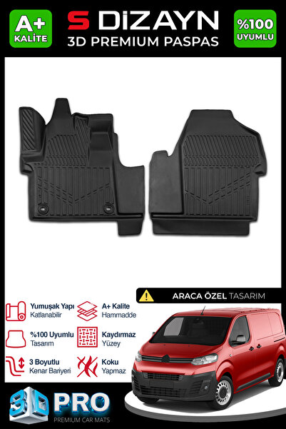 S Dizayn S-Dizayn Citroen Jumpy Panelvan 3D Pro Havuzlu Ön 2'Li Paspas 2016 Ü...