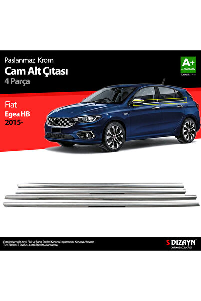 S Dizayn S-Dizayn Fiat Egea HB Krom Cam Çıtası 4 Prç. 2015 Üzeri (Mat Krom) A...