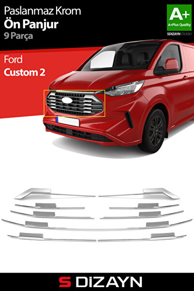 S Dizayn S-Dizayn Ford Tourneo Custom 2 Krom Ön Panjur 9 Prç. 2023 Üzeri A+ K...