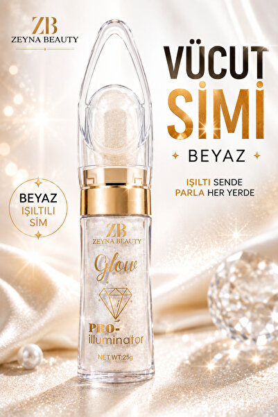 ZEYNABEAUTY Vücut Simi Beyaz – Işıltılı Yüz ve Vücut Simi, Glitter Body Shimmer