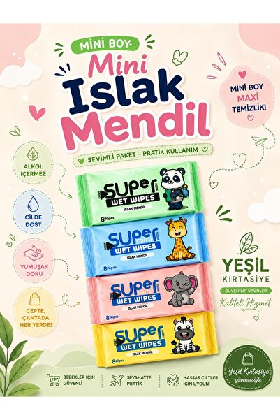 YEŞİL KIRTASİYE Towel Wet Wipes Mini 4 Pcs