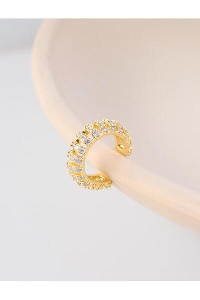 Jimmy Key Gold Color Stone Detailed Cartilage Earring