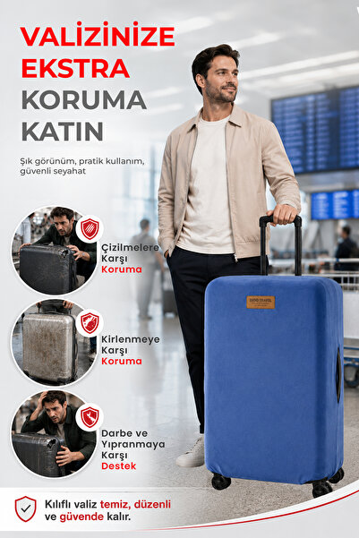 Viscofoam Valiz Bavul Koruma Kılıfı Kadife Kılıf - Lacivert | Ergo Travel