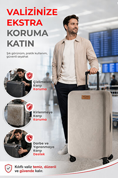 Viscofoam Valiz Bavul Koruma Kılıfı Kadife Kılıf - Gri | Ergo Travel