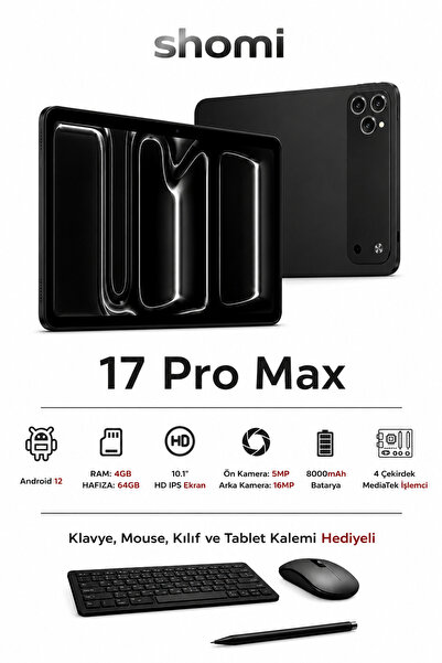 shomi SHM003 17 Pro Max - 4 GB Ram 32 GB Dahili Depolama 10.1 İnç Tablet Seti