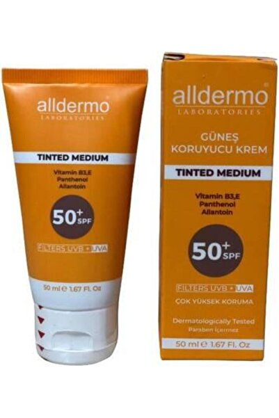 Alldermo Spf 50+ Tinded Medium Sunscreen Cream 50 ml Tube