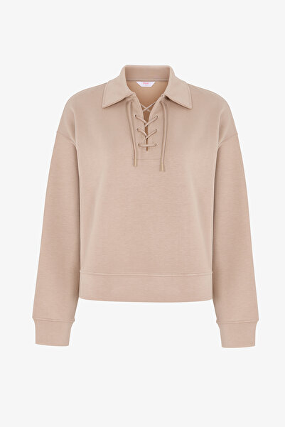 Penti Bej İpeksi Dokunuş Silky Touch Bağcıklı Uzun Kollu Sweatshirt