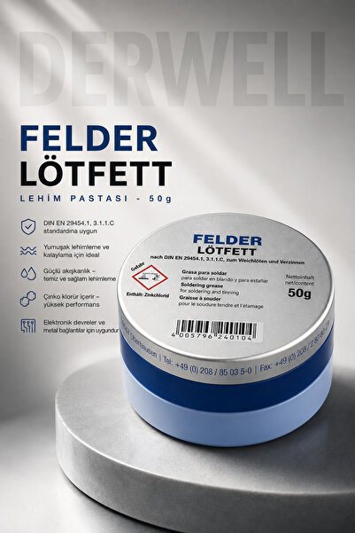 Derwell Felder Lötfett Havya Pastası 50 Gram Süper Kaliteli Elektronik Cihaz ...