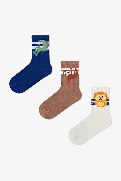 Penti Erkek Çocuk Jungle Animals Pamuklu 3 Çift Soket Çorap