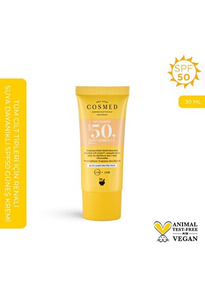 COSMED Tüm Cilt Tipleri İçin Renkli Suya Dayanıklı SPF50+ Güneş Kremi/SUN ESS...