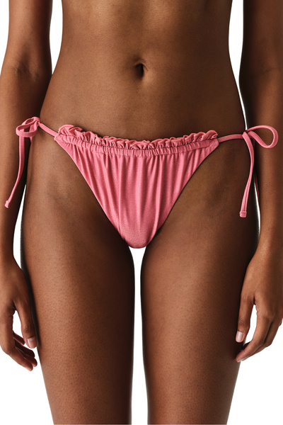 Penti Lachsfarbener Denisse Ruffle Rüschen-Bikini-Unterteil mit mittlerer Taille