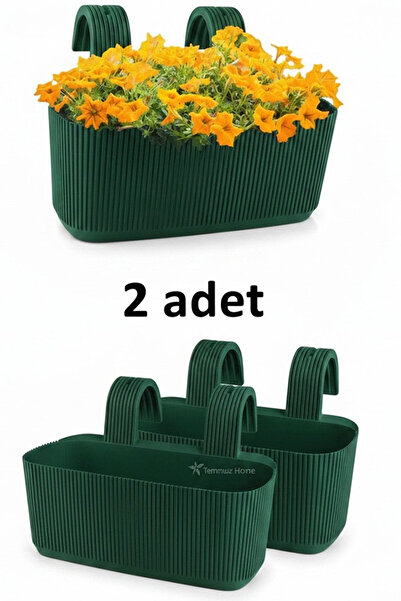 TEMMUZ HOME 2 Adet 3,2 Litre Pera Askılı Küpeşte Saksısı Ayar Aparatlı Plasti...