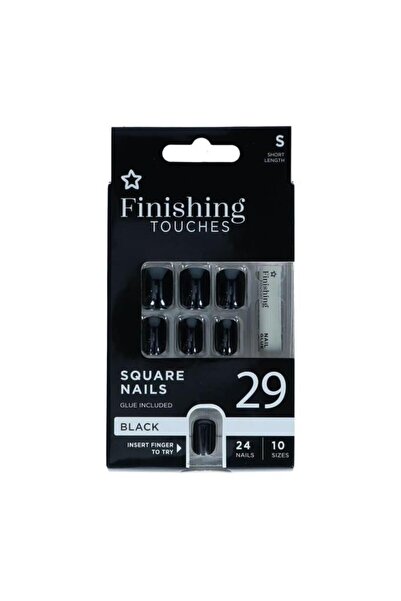 SUPERDRUG Finishing Touches Kısa Takma Tırnak 24 Parça Siyah