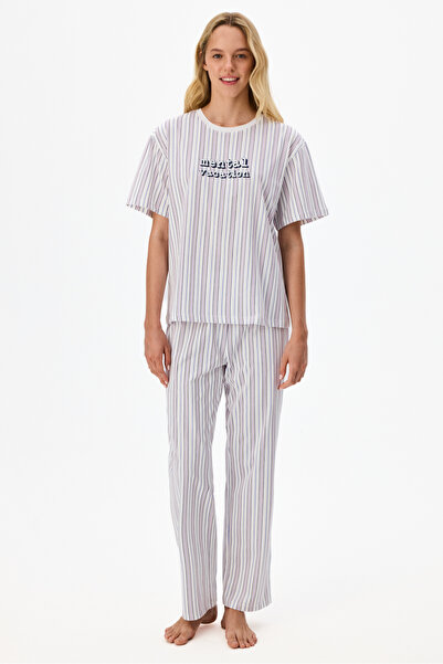 Penti Vacation Striped Short Sleeve Pants Pajama Set