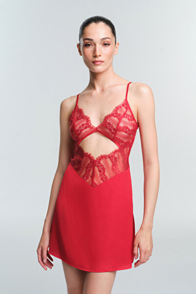Penti Tango-Rotes Henna-Nachthemd aus Spitze