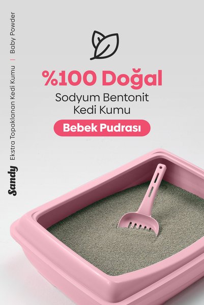 Sandy Bebek Pudrası Kokulu Topaklanan Kedi Kumu 10kg