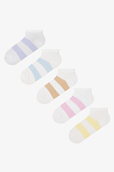 Penti 5 Pairs of Cotton Colorful Thick Line Patterned Booties Socks