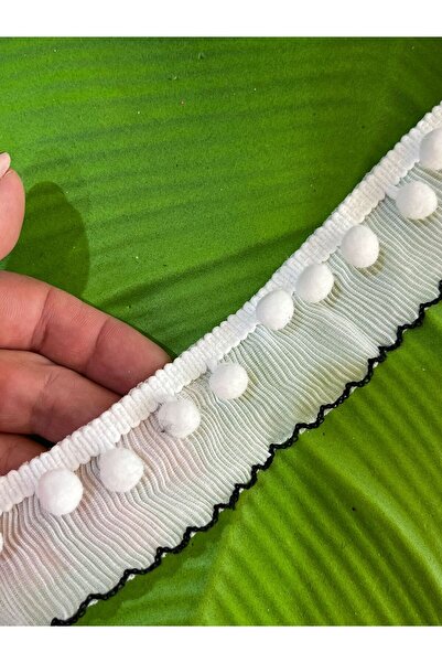 Gönülden Tasarım 100X4 cm Pleated Ribbon with Pompoms Sewing Accessory