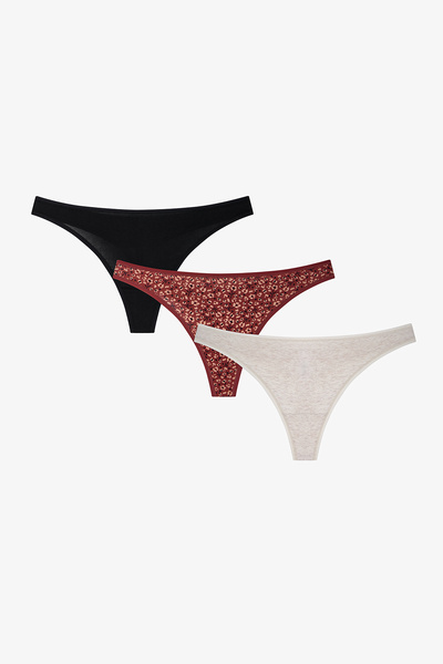 Penti Tanga cu imprimeu leopard Ditsy Leo, pachet de 3