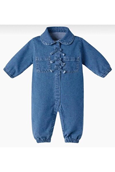 ALTINTAŞ BABY Fiyonklu Cepli Likralı Kot Tulum
