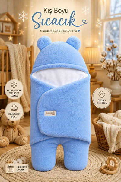 Tomuycuk 0-6 Months Fiber-Eared Plush Baby Swaddle Welsoft Fabric Newborn Sle...