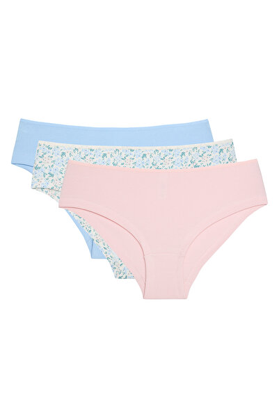 Penti Chiloți hipster din 3 piese cu model de flori Dream Flower cu talie nor...