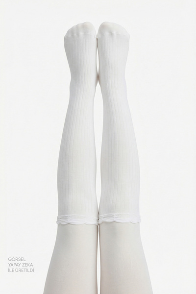 Penti White Pretty Ribbed Pantyhose
