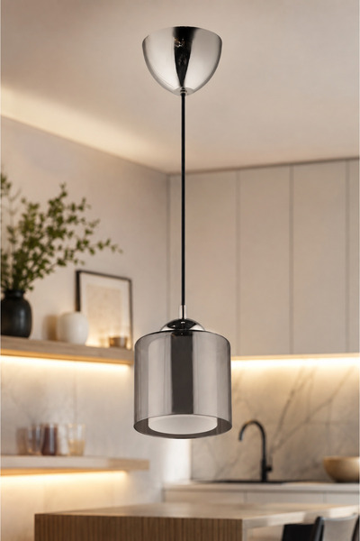 NisaLuce Nisa Luce Linea Tekli Çift Camlı Avize ÇİFT FÜME CAMLI Tekli Sarkıt ...