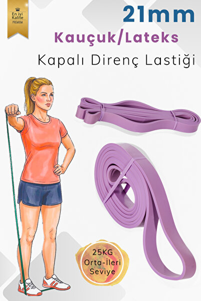 Hsport Kopmaz Kauçuk Lateks Direnç Bandı 25 KG 21 MM Pilates Yoga Bandı Fitne...