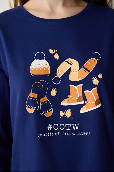 Penti Winter Day Lacivert Sweatshirt Pijama Üstü