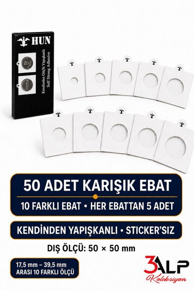 3Alp Koleksiyon Metal Coin Cardboard Seals, 10 Different Sizes Full Set, With...