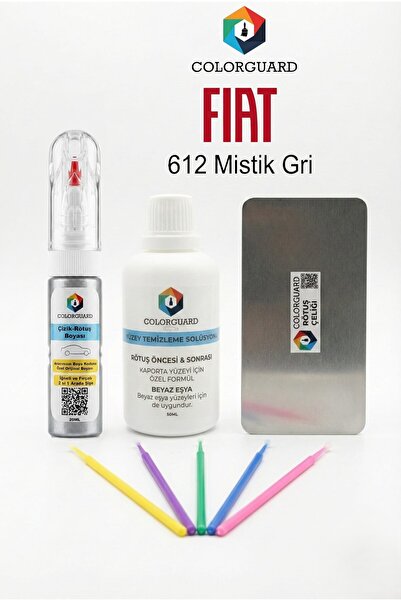 COLORGUARD FIAT 612 Mistik Gri Rötuş Boyası 2 si 1 Arada İğneli Fırçalı, Solü...
