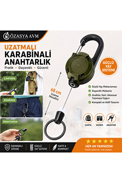 Özasya AVM Çelik Halatlı Anahtarlık Karabina Kancalı