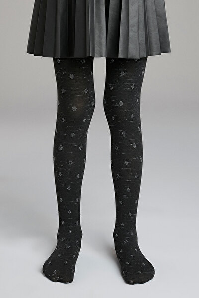 Penti Girl's Anthracite Melange Pretty Silver Round Pantyhose