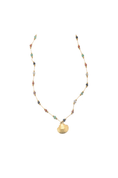 Choice N25102G JeeMango Bohemian Colorful Stone Starfish Shell Pendant Neckla...