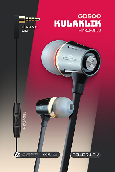 POWERWAY Gd500 Metal Surround Stereo Siyah Kulak Içi Kablolu Kulaklık