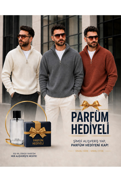 OTAKU 3 piese tricotaje cu jumătate de fermoar Pulover Selanik + Parfum