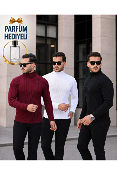 OTAKU Men's 3-Pack High Neck Knit Sweater + Perfume
