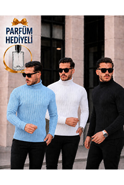 OTAKU Men's 3-Pack High Neck Knit Sweater + Perfume