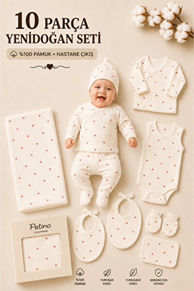 Petino 10 Piece Newborn Set 100% Cotton Hospital Release Baby Set – Baby Girl
