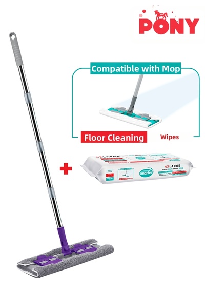 Pony Latched Mop - Gift Microfiber Surface Cleaning Kit with Mop Wall and Gla...