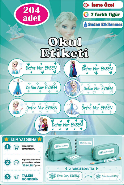 GSticker Okul Etiketi Kalem Defter Etiketi Özel Isim Yazılabilen Etiket Isme ...