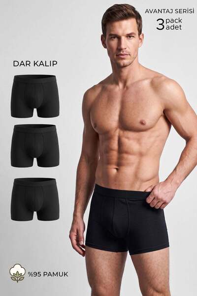 Aytuğ&Mısırlı Egyptian Men's Cotton Slim Fit Classic Boxer Three-Pack Black
