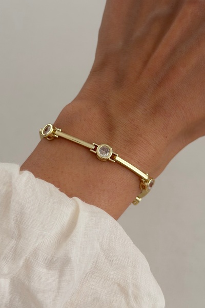 Lavian Accessories 14K Görünümlü Liora Gold Stone Bileklik
