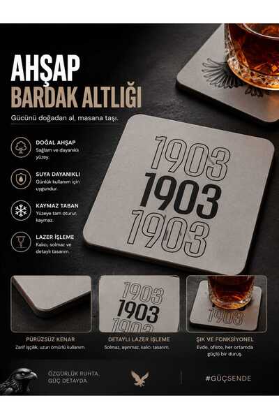 WhiteConcept Beşiktaş Lisanslı Ahşap Bardak Altlığı