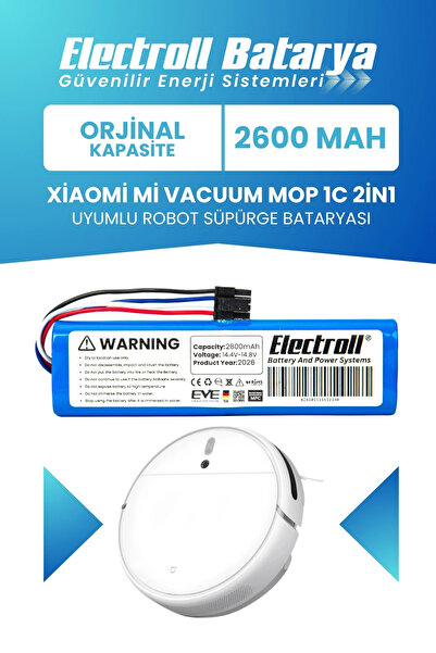 ELECTROLL Xiaomi Mi Vacuum Mop 1c 2in1 Uyumlu Batarya (STANDART KAPASİTE) 260...