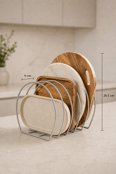Edora Home Matte Silver Pan Tray Plate Rack Kitchen Organizer Stainless Metal