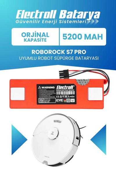 ELECTROLL Roborock S7 Pro Batarya 5200mah Pil Robot Süpürge Bataryası