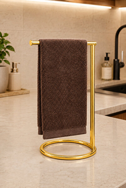 Edora Home Altın Renk Metal Dikey Havluluk Paslanmaz | Tezgah Üstü Modern Banyo Organizer, Çok amaçlı, Düzenley